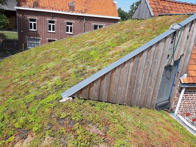 Un toit vert impressionnant en pente