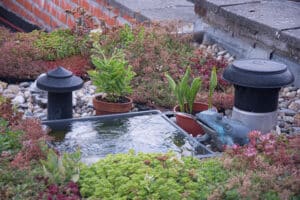 Groendak: resterende water afvoeren naar wadi of recupereren